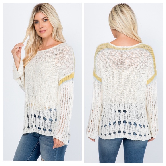 Boutique cream open weave sweater - Picture 4 of 5